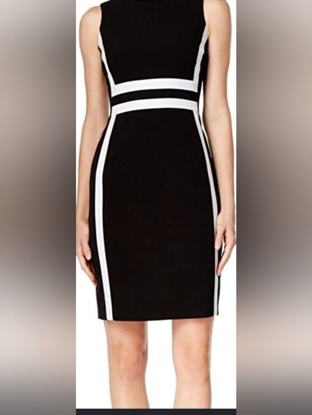Black & White Sleeveless Sheath Dress